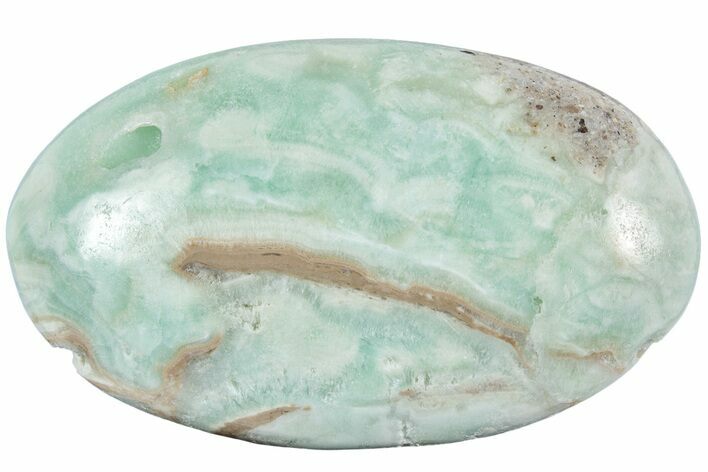 Polished Blue Caribbean Calcite Pocket Stone #221322